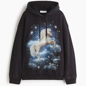 Stella McCartney x H&M Black Hoodie with White Unicorn Graphic